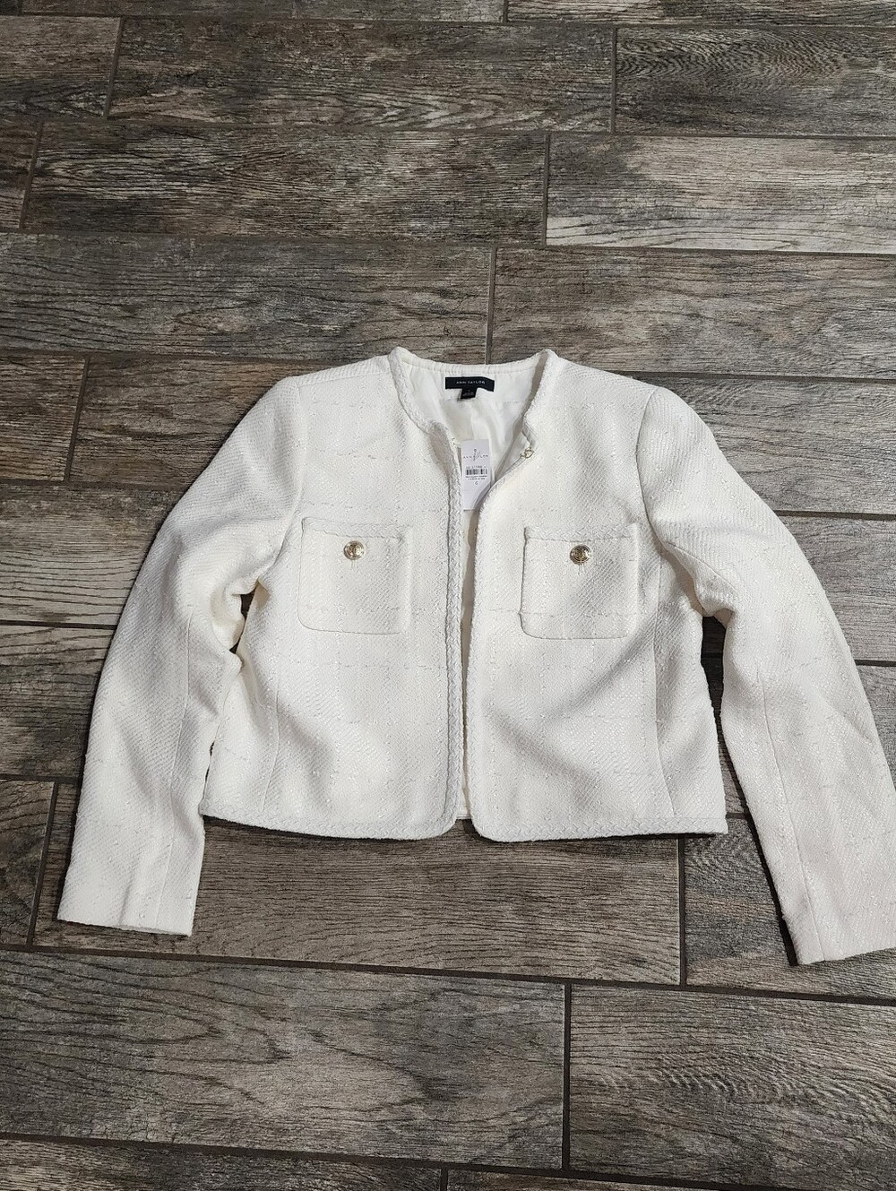 Ann Taylor White Textured Jacket NEW